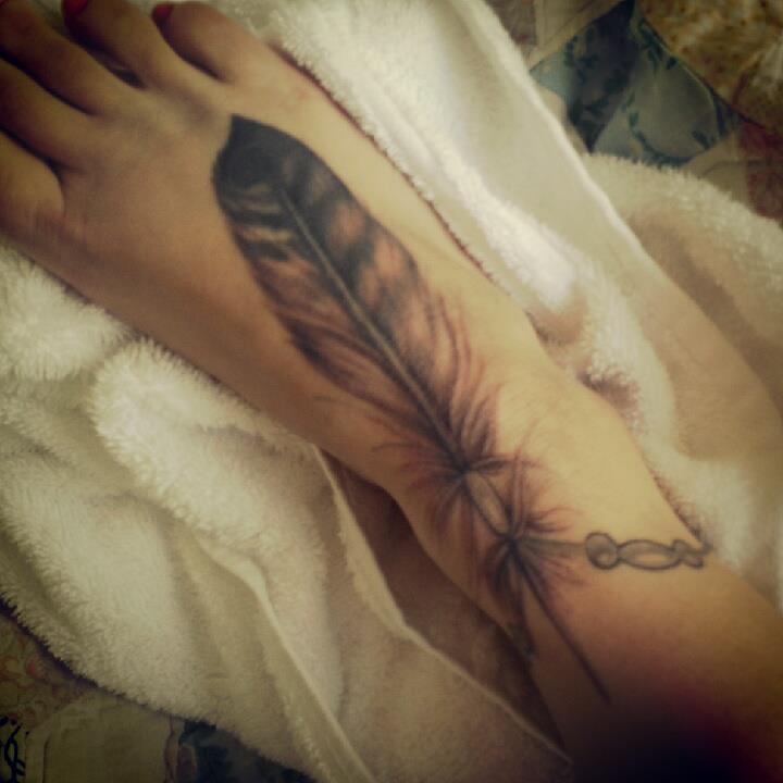 Feather Anklet Foot Tattoo